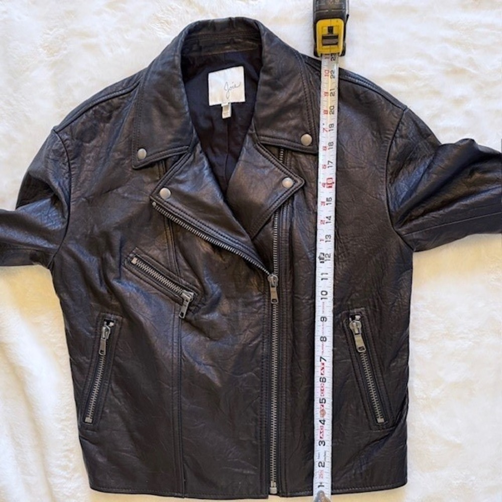 Joie Viva La Femme Black Lamb Leather Moto Jacket Floral Graphic  Size M - Picture 6 of 11